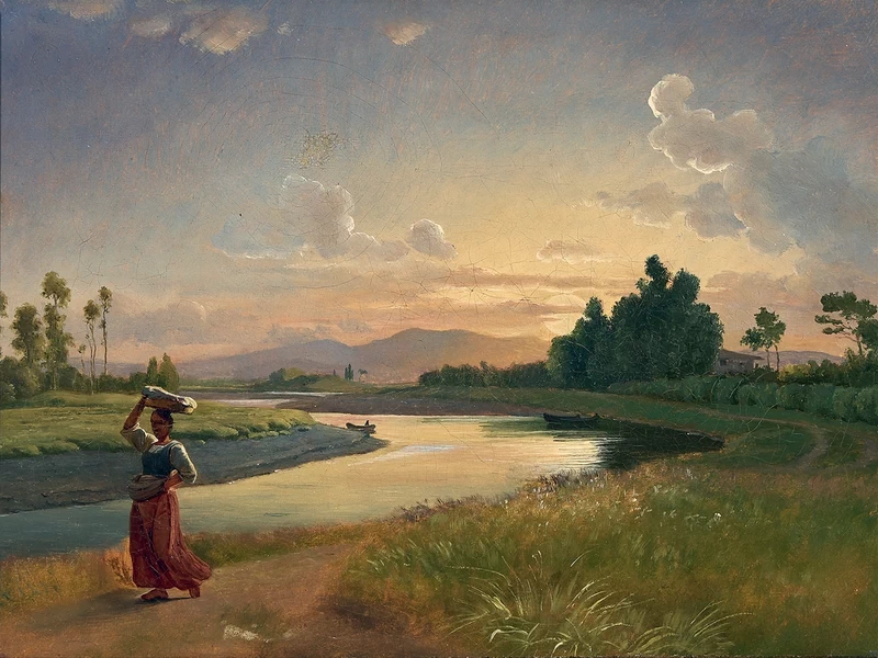 1818 – Johan Thomas Lundbye – In riva all'Arno, fuori Cascine